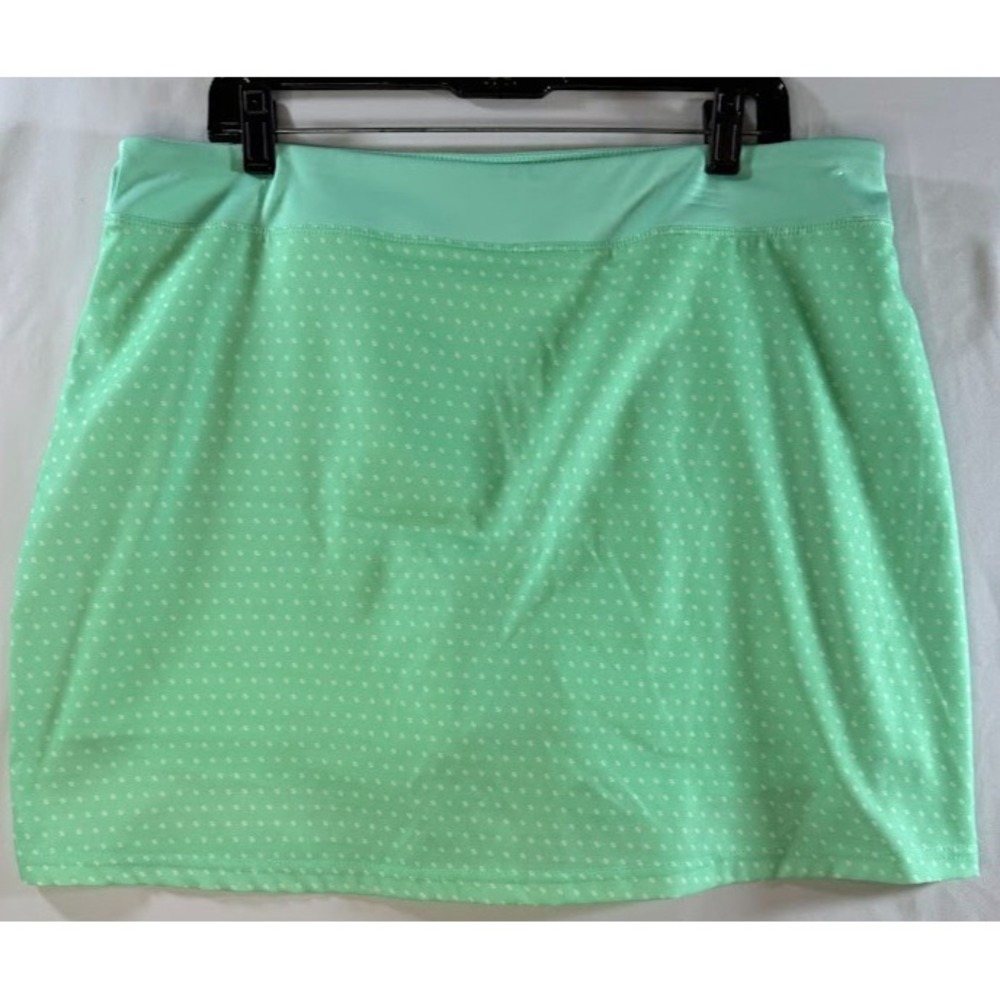 Pebble Beach Dry Luxe Skort Skirt Women XL Green‎  Polka Dot Pull On Golf Tennis